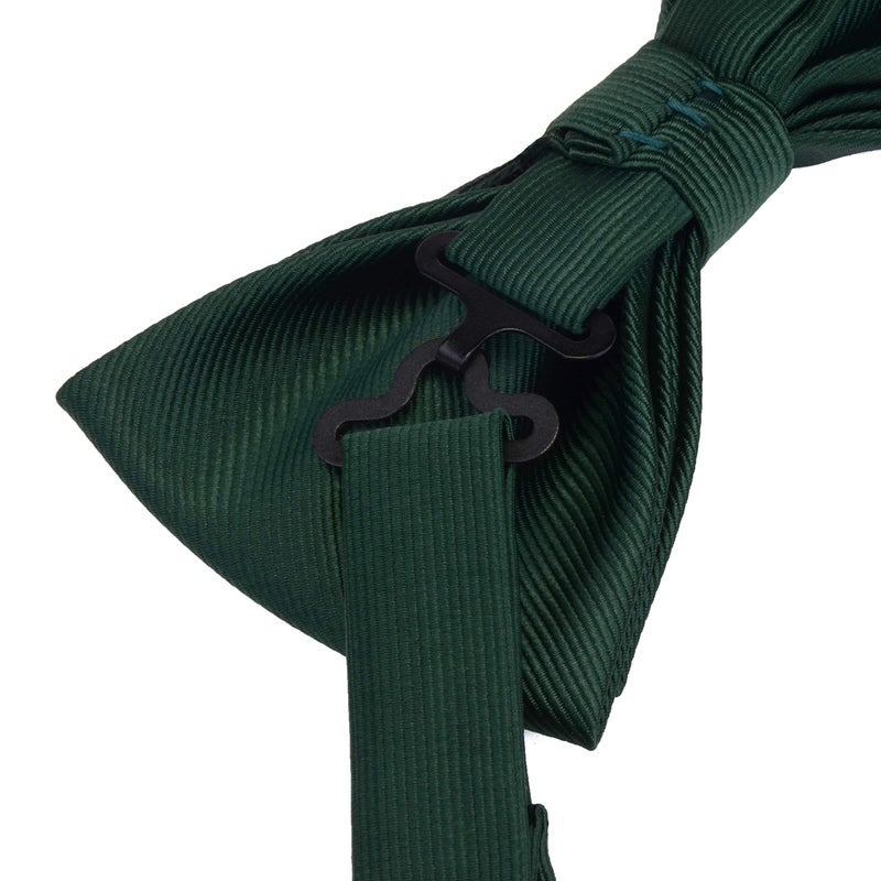 GUSLESON Dark Green Pre-tied Bow Tie Solid Bow Ties Adjustable Length Bowtie and Pocket Square Cufflink Sets (0577-02) - Image 5